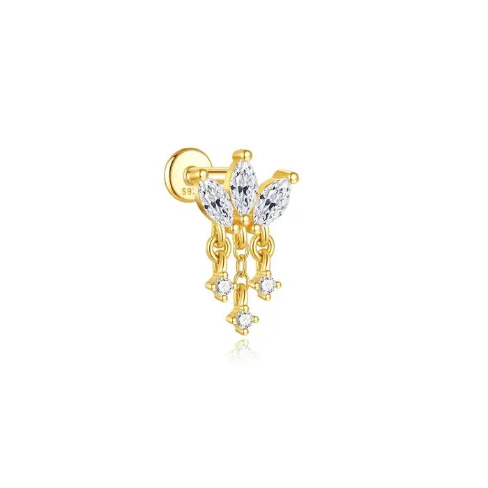 BoCabo-Boucles d'oreilles en argent regardé S925 avec empereur pour femme, bijoux piercing oeil de cheval, tête plate, accessoires de luxe, cadeaux
