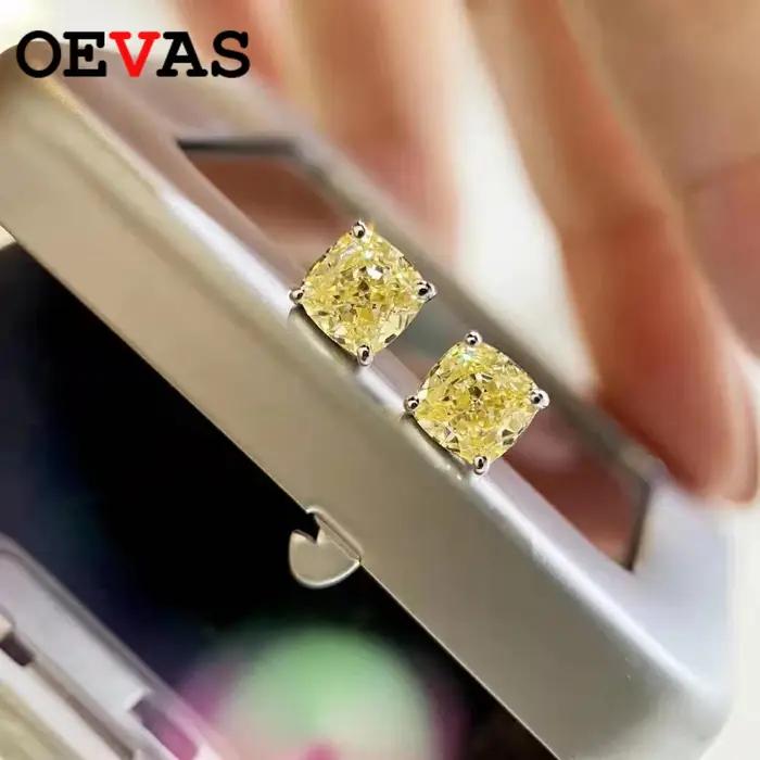 Boucles d'oreilles clous en argent sterling 925 avec citrine haute teneur en carbone pour femmes occasions spéciales élégantes et sophistiquées