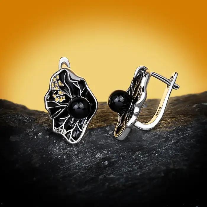 Nouvelles Boucles d'Oreilles Femme Perle Noire Creuse 2026