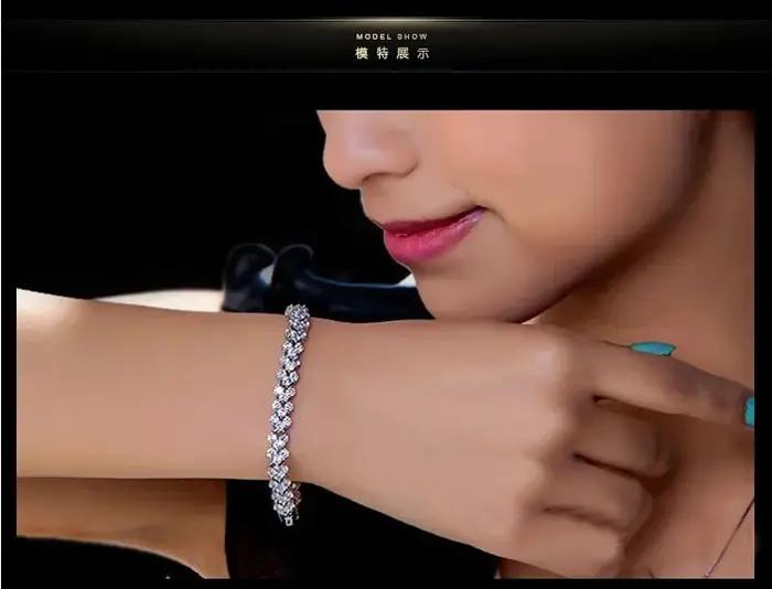 Bracelet de tennis en argent regardé 925 mode de luxe cristal complet absorbe ouissant contre-indiqué