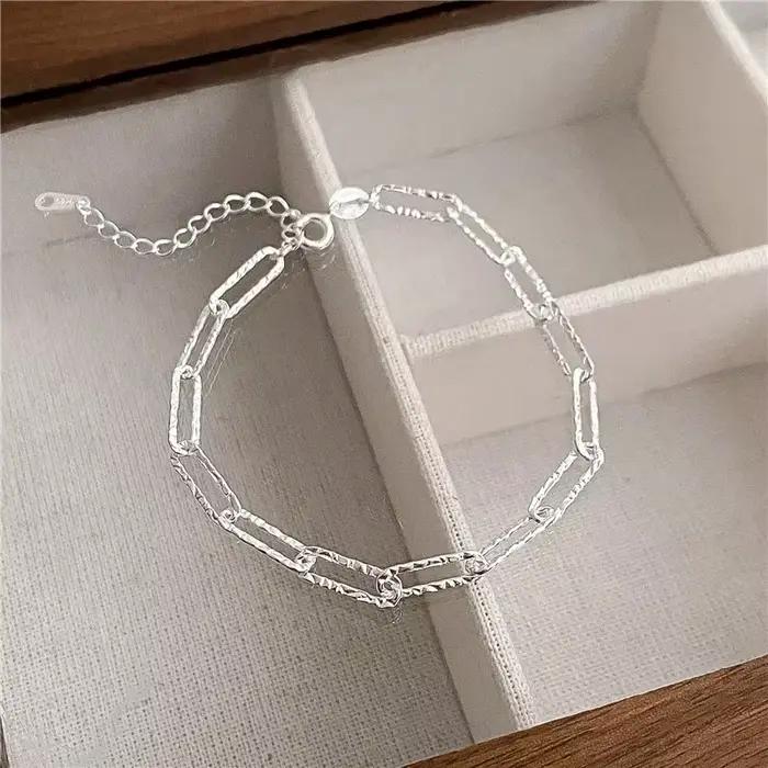 925 en argent Sterling en forme de coeur collier Bracelet ensemble pour les femmes Vintage coréen bl