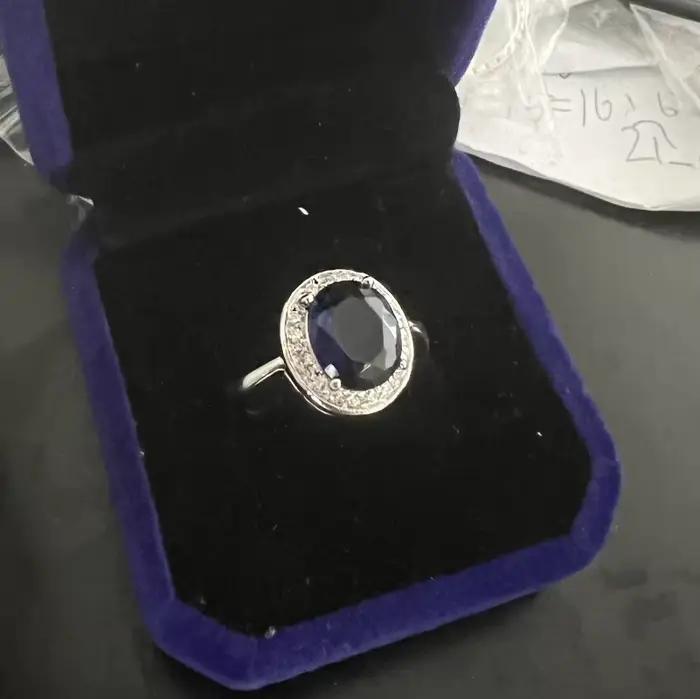 Royal Lab-Bague de fiançailles en or 10 carats avec saphir et diamant pour femme, bague de promesse,