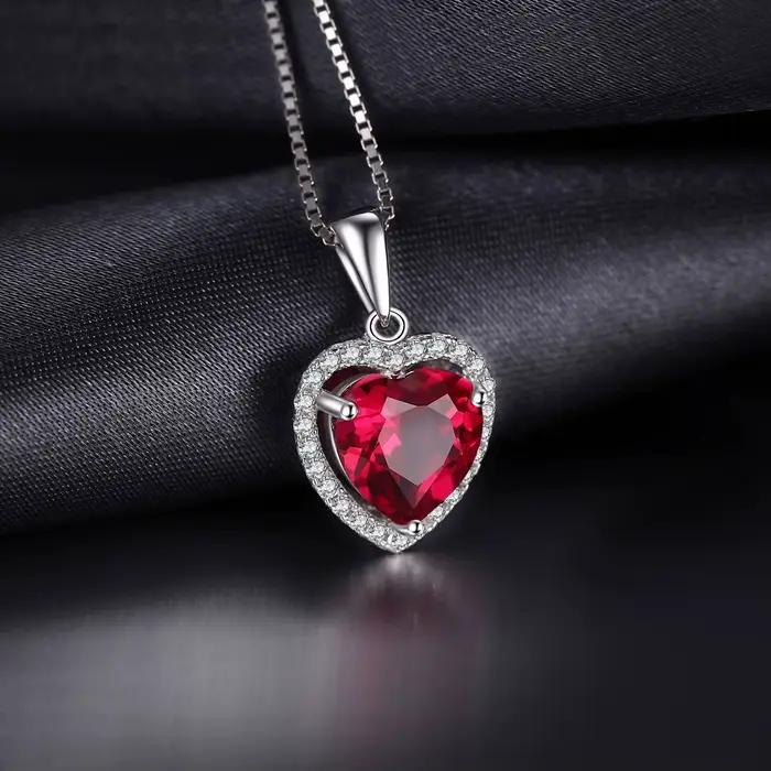 JewelpopPalace-Collier pendentif coeur d'amour pour femme, argent regardé 925, 3,6 ct créé, bijoux fins, cadeau, pas de mode