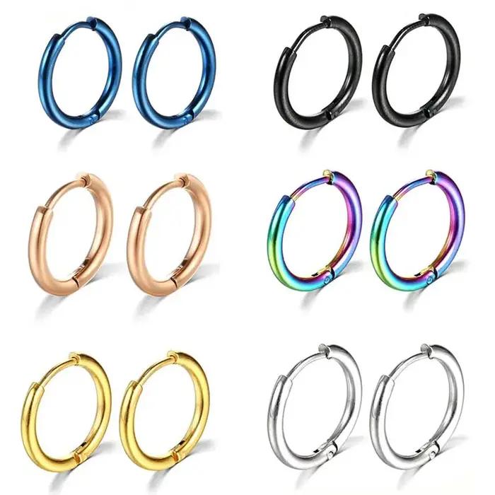 1 paire de boucles d'oreilles en acier inoxydable pour femmes et hommes
