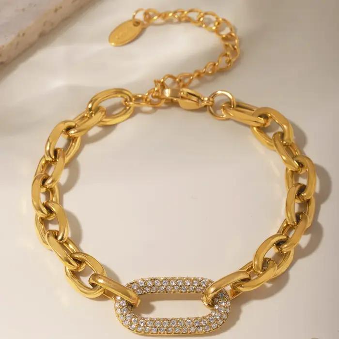 ChimVachette-Bracelet plaqué or avec fermoir pour femme