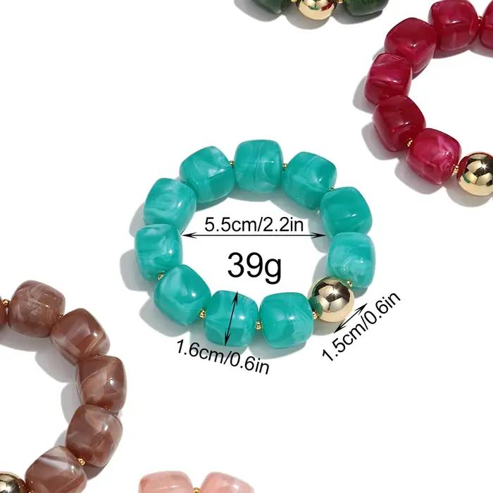 Bracelets élastiques en perles carrées en acrylique pour femmes