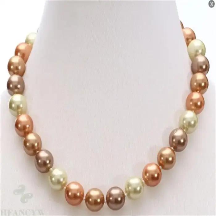 Collier de perles naturelles multicolores de la mer du sud