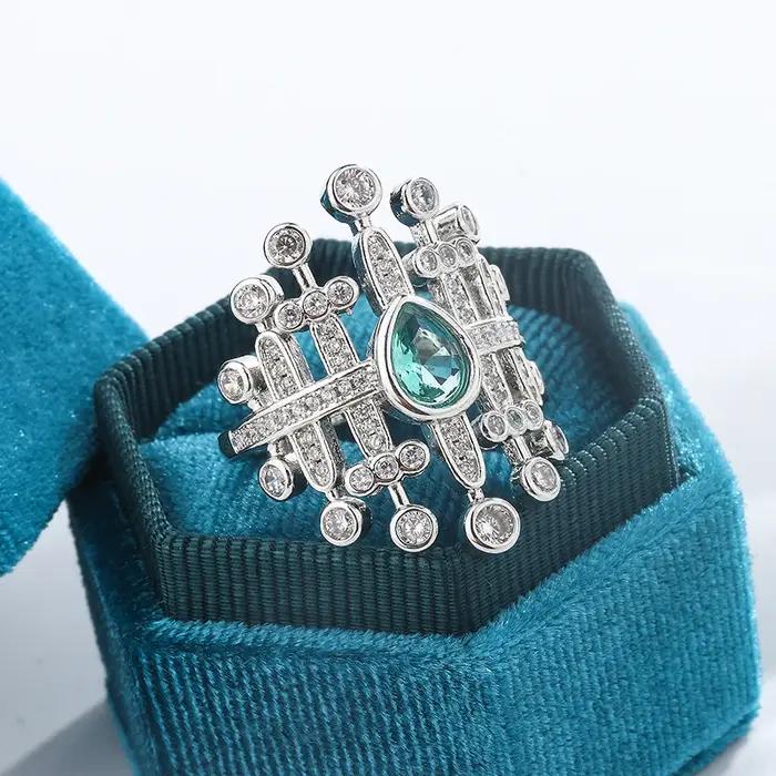 Bague en Zircon Paraiba scintillant pour femmes