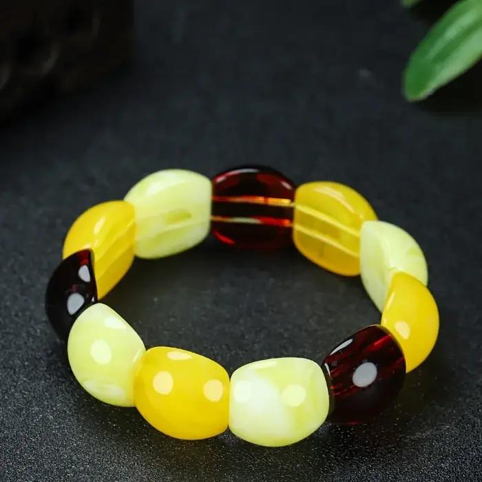 Bracelet de perles d'ambre pour hommes et femmes, accessoires de mode