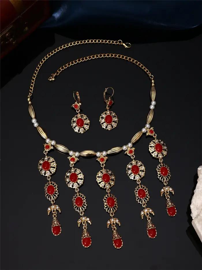 1 ensemble de bijoux rétro de style palais pour femmes