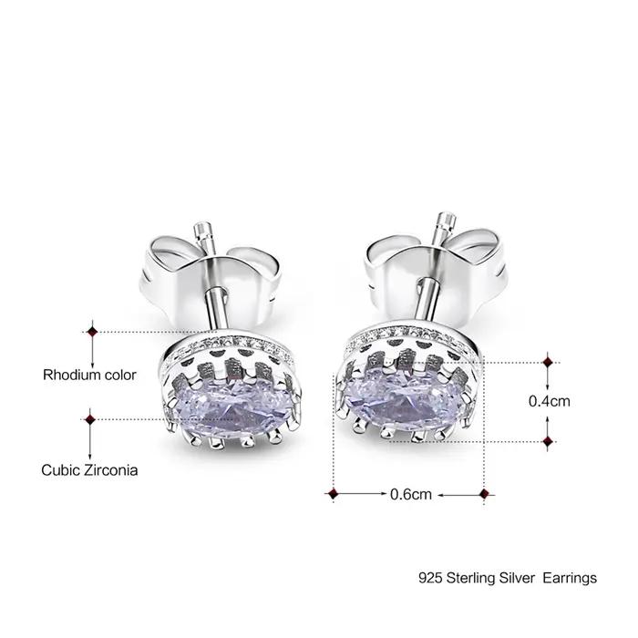 Boucles d'Oreilles Ovale en Argent Sterling 925 Serties de Zirconium Blanc Bijoux Pour Femmes Occasions Spéciales Cadeau Élégant