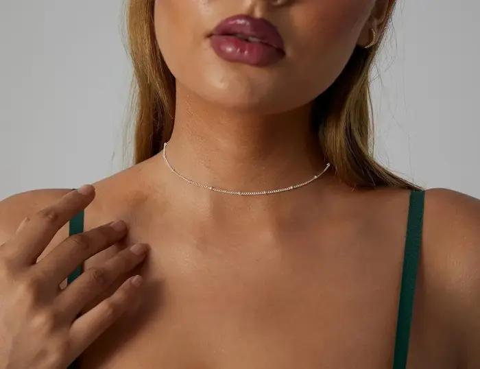 Collier ras du cou Satellite en acier inoxydable plaqué or/argent 14K