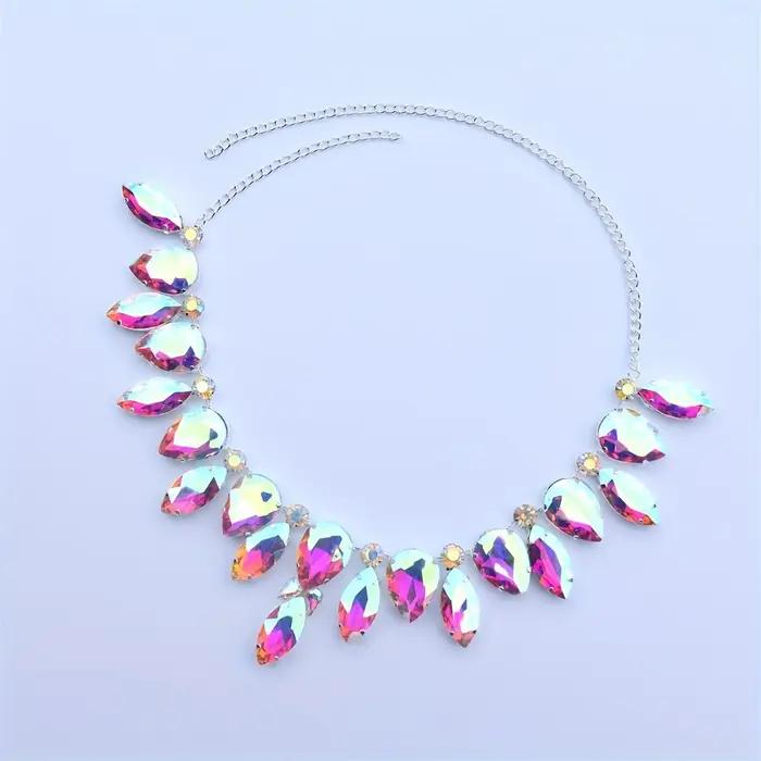 Grand collier en strass exagéré romantique pour femmes occasions spéciales soirée mariage anniversaire