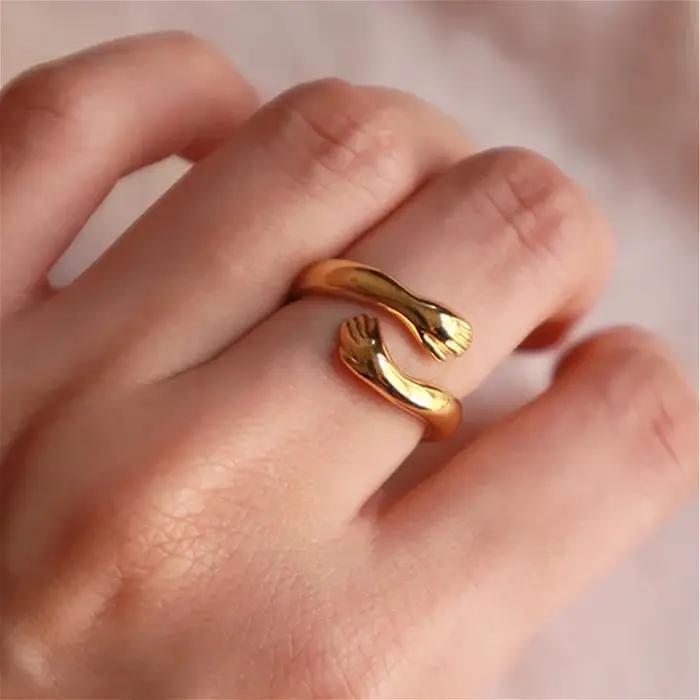 Bague ouverte réglable en acier inoxydable pour femmes