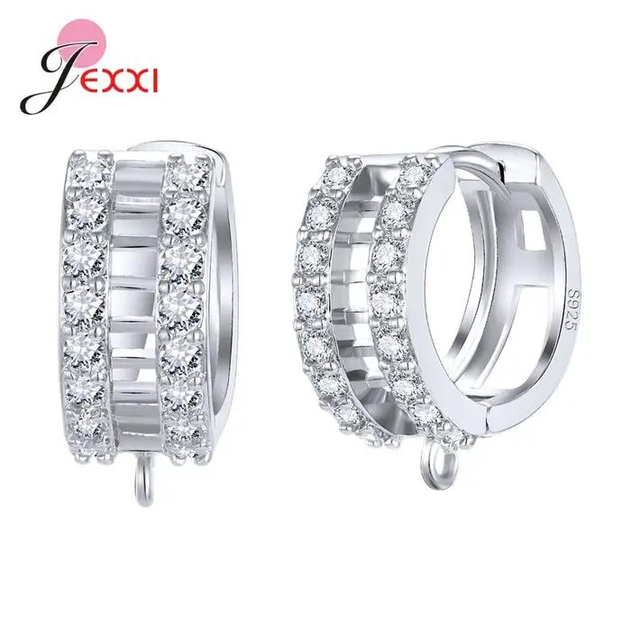 Boucles d'oreilles en cristal style coréen avec fermoirs et crochets en argent véritable pour femmes diverses occasions élégantes et personnalisables