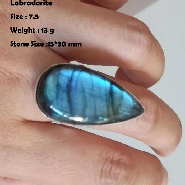 Bague en labradorite véritable, bijoux pour femmes, cadeau
