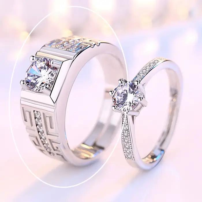 Bague de luxe en argent sterling 925 avec zircone exquise pour hommes et femmes, cadeau de mariage,