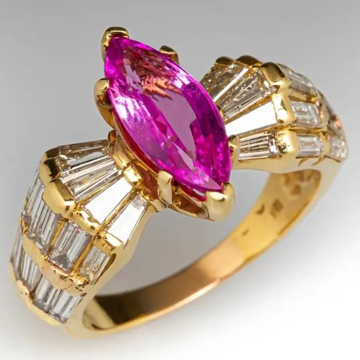 Bague synthétique en pierres précieuses rouges pour femmes