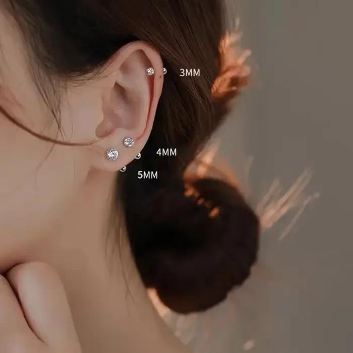 3 paires de boucles d'oreilles rondes classiques en zircone pour femmes