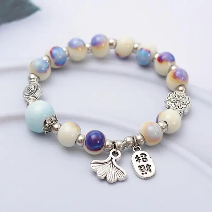 Bracelet en céramique rétro artistique pour femme