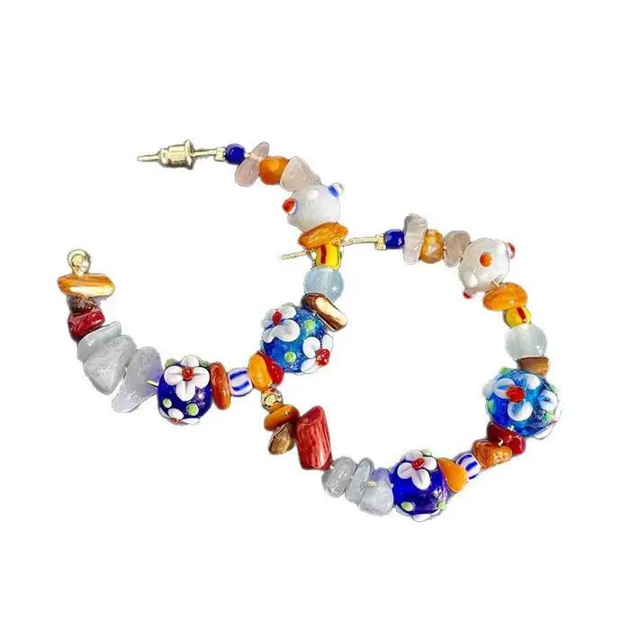 Boucles d'oreilles bohèmes géométriques multicolores pour femmes occasions spéciales cadeaux de fête