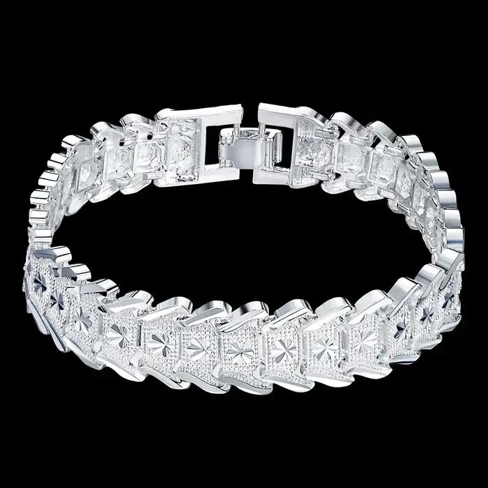 Bracelet en argent Sterling 925 pour hommes et femmes, chaîne élégante de 12MM, bijoux fins de luxe,
