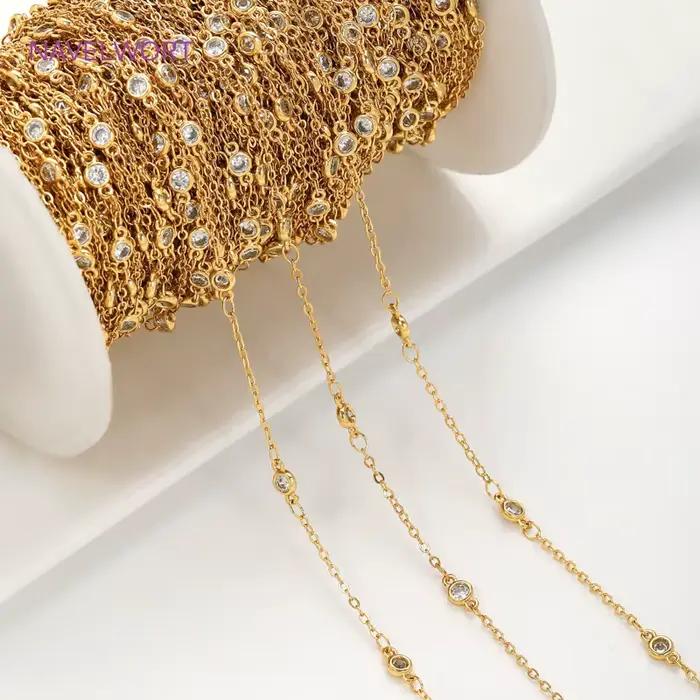 Chaînes fines plaquées or 18 carats pour la fabrication de bijoux, chaînes à bobine en laiton pour travaux d'aiguille, accessoires de fabrication de colliers et de bracelets à faire soi-même