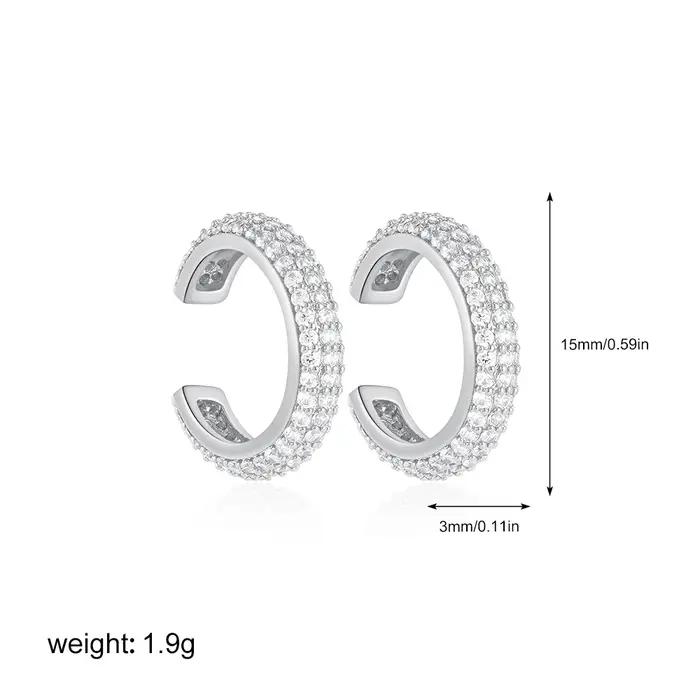 Boucles d'oreilles manchette non percées pour femmes, tendance, avec zircon brillant et perle pendan