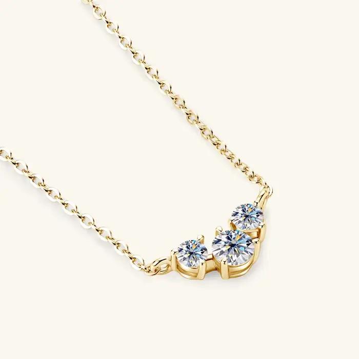 IOGOU-Collier pendentif en argent véritable 925 pour femme, collier Moissanite complet, bijoux tour de cou, 3 charbons, document D, VVl's