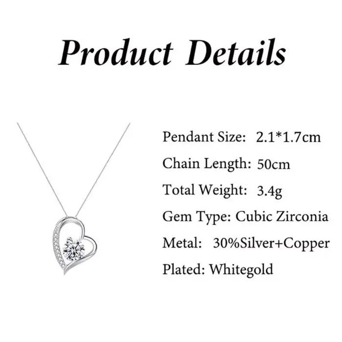 Pendentif en forme de cœur romantique plaqué or ou argent pour femmes cadeau d'anniversaire noël saint valentin bijou d'amour