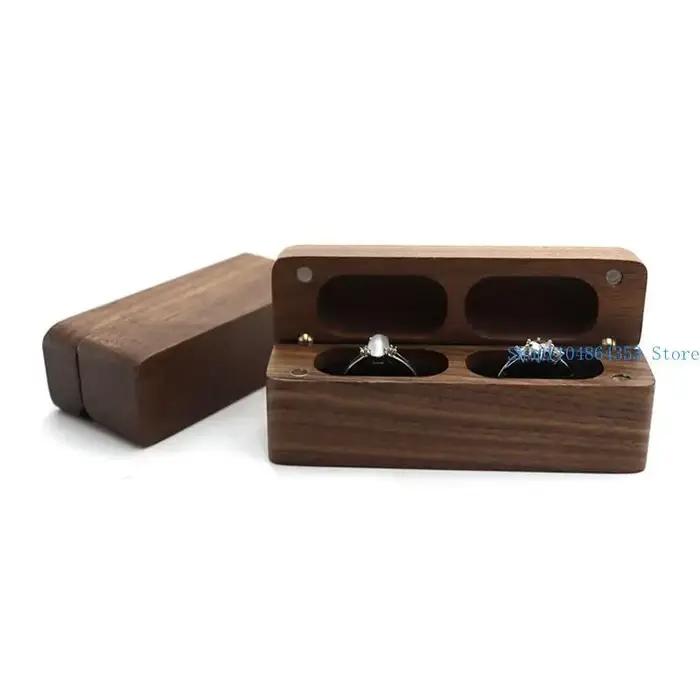 Boîte à alliances en bois décorative avec couvercle