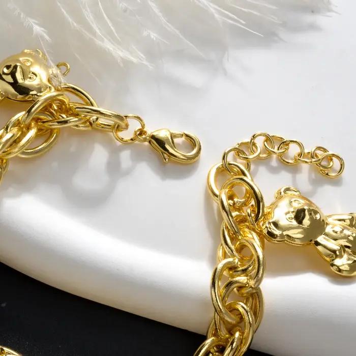 Bracelet à breloques en forme d'animaux de compagnie plaqué or pour femmes occasions spéciales fantaisie douceur
