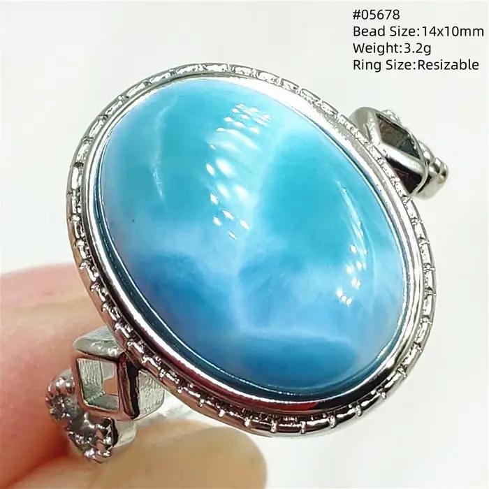 Bague Larimar bleue naturelle