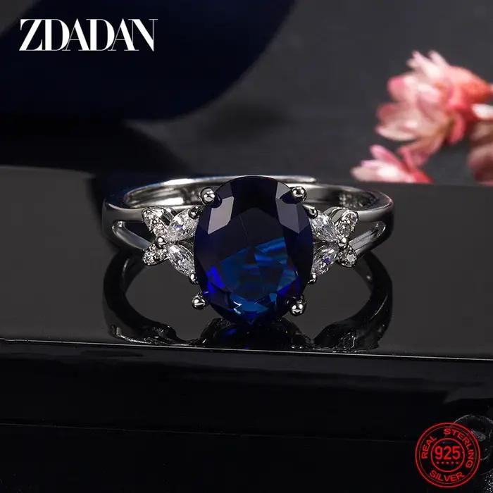 ZDADAN – bague ovale réglable en argent 925 pour femmes, bijoux à la mode