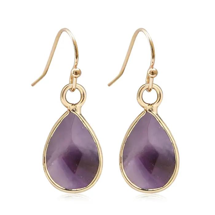 Boucles d'oreilles en pierre naturelle pour femmes, goutte d'eau, Agate, cristal, Amazonite, mignon,
