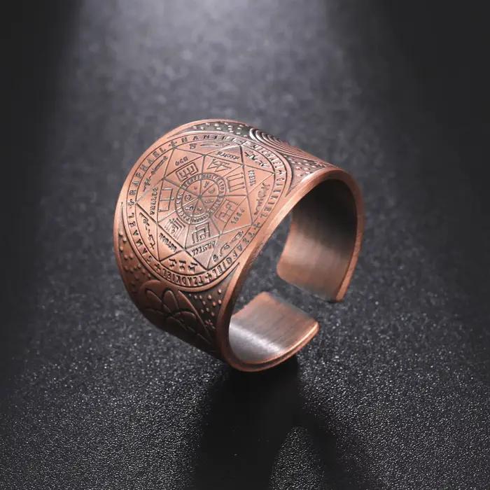 HIPEE – bague d'ouverture à nœud celtique pour hommes, Style Punk rétro, croix, étoile à sept branches, Formation magique, anneaux ouverts, bijoux pour Couple, cadeau