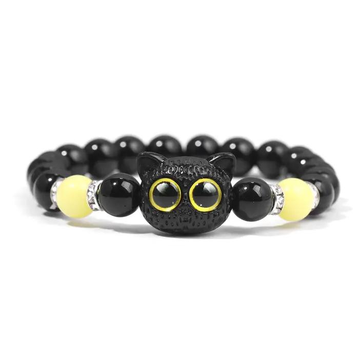 Couple de chat de dessin animé brillant avec paire de bracelets Couple dames Bracelet d'amitié pour