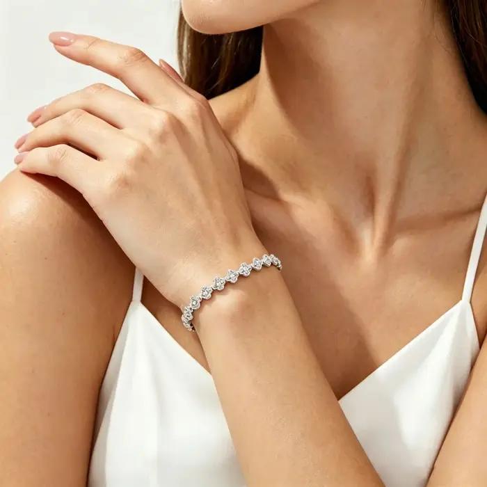 IOGOU – Bracelet classique en Moissanite de 2.5mm pour femmes
