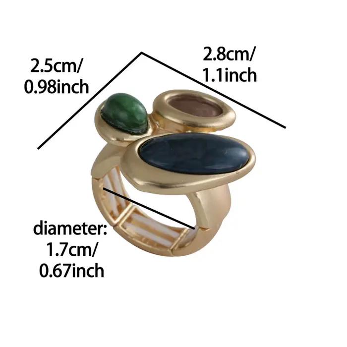 Bague en résine Cring Coco ajustable en alliage de zinc doré pour femmes styles géométriques et modernes occasions spéciales et quotidiennes