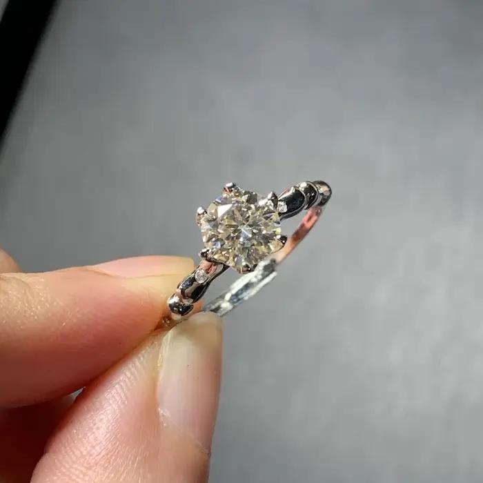 Bague en diamant Moissanite 6MM, réglable, bijoux pour femmes, cadeau, vente en gros, haute qualité,