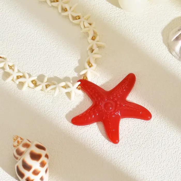 Collier de perles bohème, pendentif en coquillage d'étoile de mer, bijoux épais pour femmes, cadeau de vacances à la plage, Festival d'été