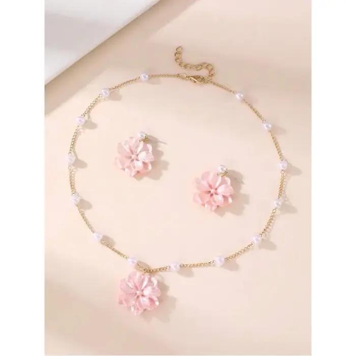 Ensemble de bijoux floraux et perlés pour filles