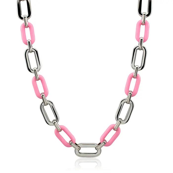Collier en acier inoxydable avec chaîne en maillons arrondis or foncé pour femmes occasions spéciales