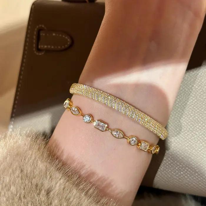 Nouveaux bracelets en diamants étincelants irréguliers et exquis pour femmes