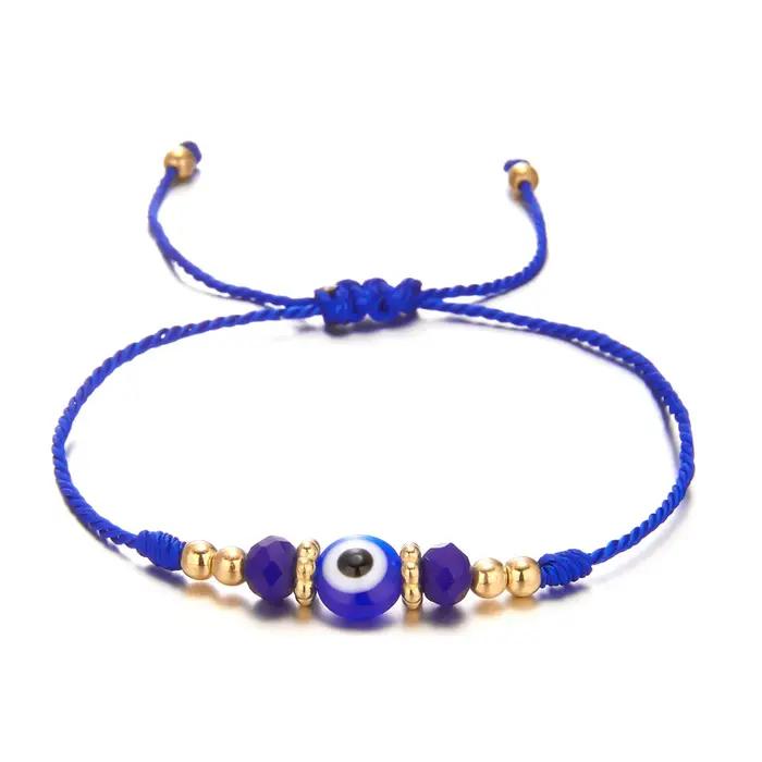 Bracelets turcs mauvais œil pour femmes et hommes, perles de cristal tissées à la main, yeux de démo