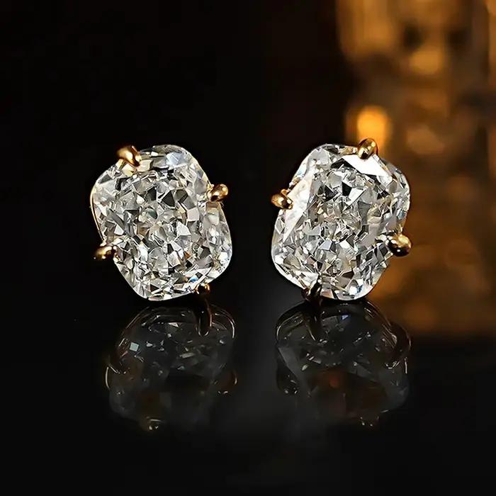 Huitan femmes boucles d'oreilles couleur or incrusté grand blanc CZ Style Simple fête accessoires quotidiens mode polyvalent bijoux de mariage