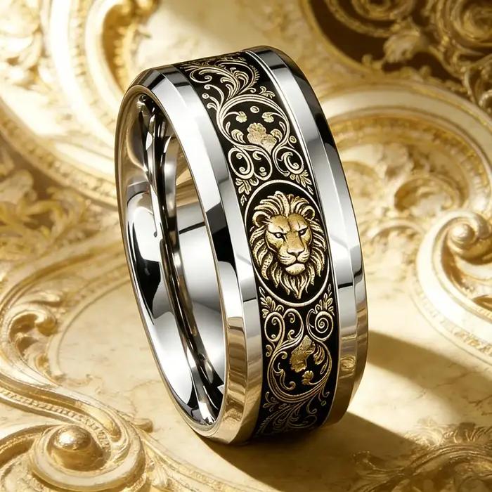 Bague Tête de Lion Majestueuse Style Baroque Vintage