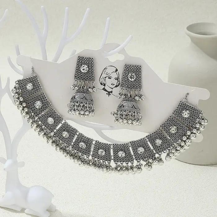 Ensemble de bijoux géométriques creux en or ethnique pour femmes, collier et boucles d'oreilles, bij