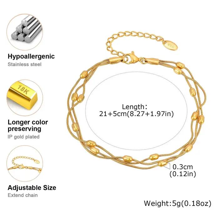 Bracelet de cheville à chaînes de perles à Triple maillon pour femmes