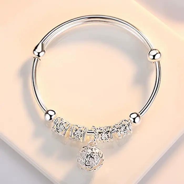 Bracelet manchette ajustable en argent sterling 925 pour femme, avec clochettes, idéal pour les fêtes, mariages, bijoux de mode, cadeau